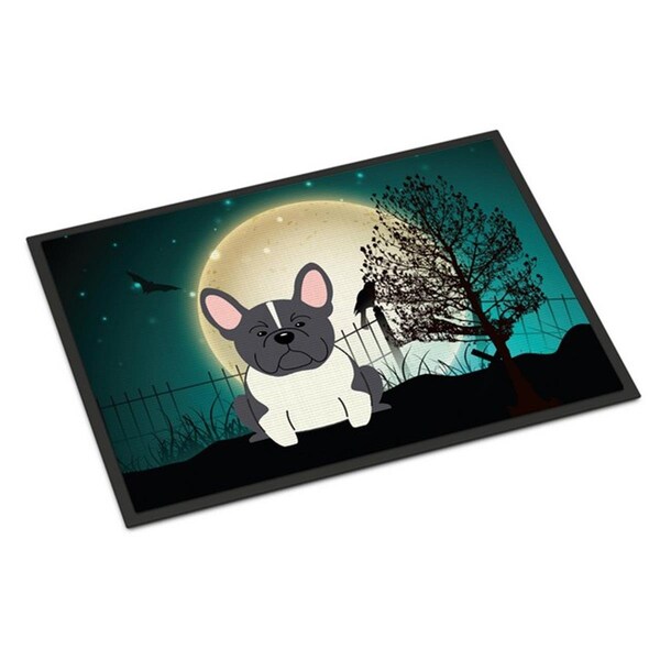 Carolines Treasures Halloween Scary French Bulldog Black White Indoor or Outdoor Mat, 18 x 0.25 x 27 in. BB2202MAT - main